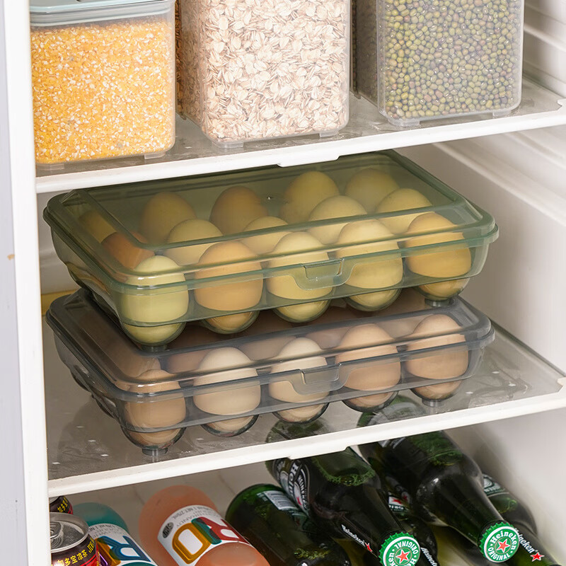 Quhe egg storage box for refrigerator, special egg box, sealed fresh-keeping box, egg rack holder, kitchen artifact, household, transparent white, fifteen grids