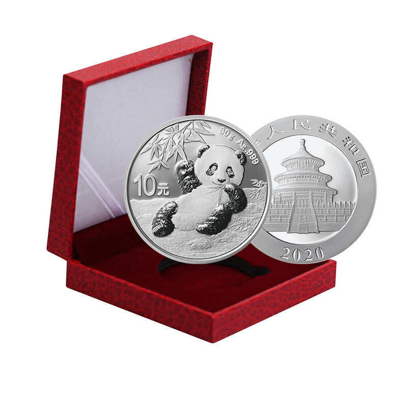 China Gold Coin 2020 Silver Panda Commemorative Coin 2020 Silver Panda Coin Brand New 30g Silver Coin Single with Red Box