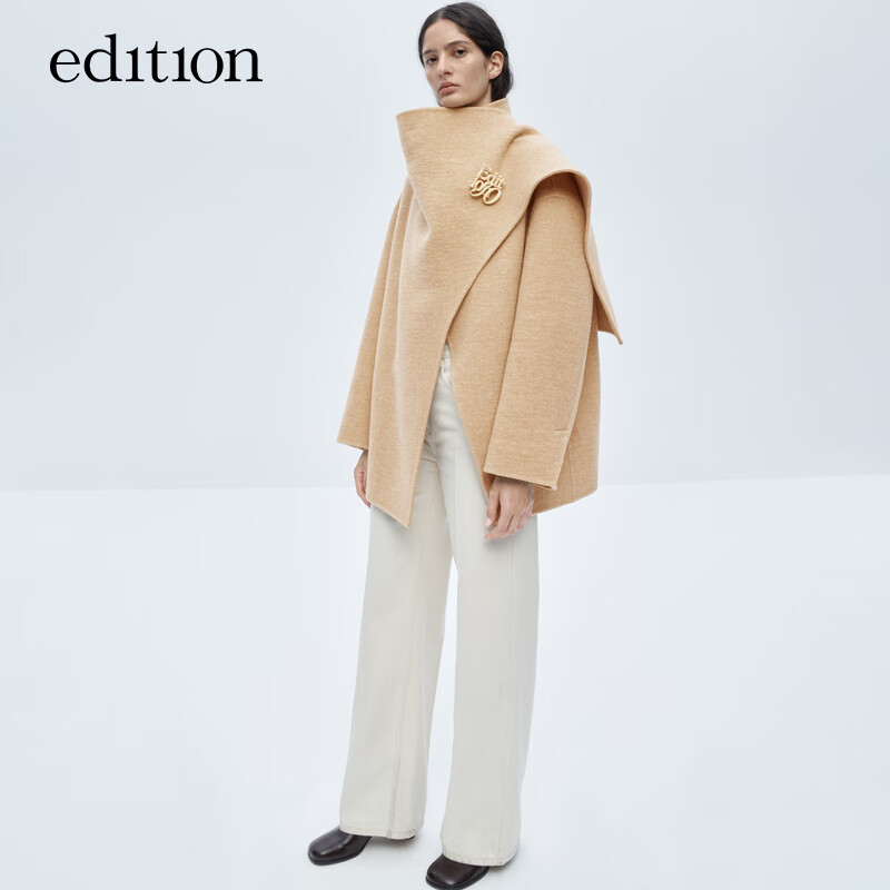 Edition Gao Yuanyuan's same style winter new yak wool double-sided woolen coat woolen coat milk coffee color S