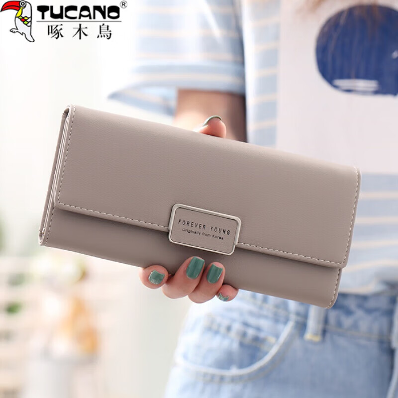 Woodpecker (TUCANO) Woodpecker Women's Wallet Long Mobile Phone Bag 2026 New First Layer Cowhide Zipper Genuine Leather Handbag Clutch Women Pink