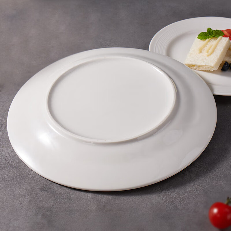 Baijie ceramic Western dinner plate 10.5-inch high-end simple linear white steak dinner plate salad pasta plate 1 piece