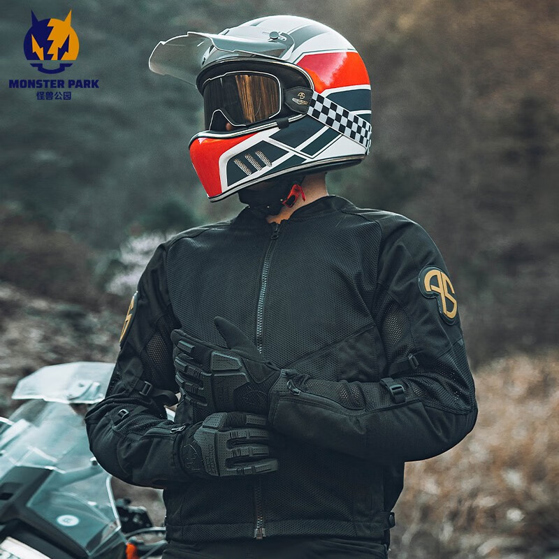 MONSTER PARK motorcycle riding gloves for men, anti-fall, wear-resistant, touch-screen motorcycle riding equipment for women, summer, black L