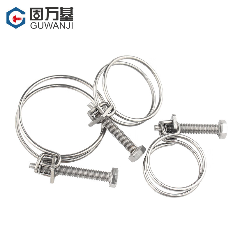 Guwanji 304/201 stainless steel double steel wire hose clamp pipe clamp gas pipe holder water pipe steel structure rubber pipe clamp 304 material 25x2mm 2 pieces