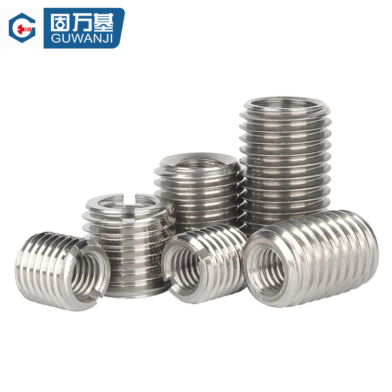 GUWANJI 304 stainless steel internal and external thread nut conversion self-tapping brace screw thread sheath national standard fastener collection M8*1.25*M10*1.5*15 5 pieces slotted