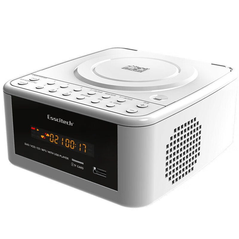 Esscitech German portable DVD player mini home CD player all-in-one evd player VCD high-definition player European classic mp3 English disc U disk player black Bluetooth model + 2 18650 rechargeable batteries official standard