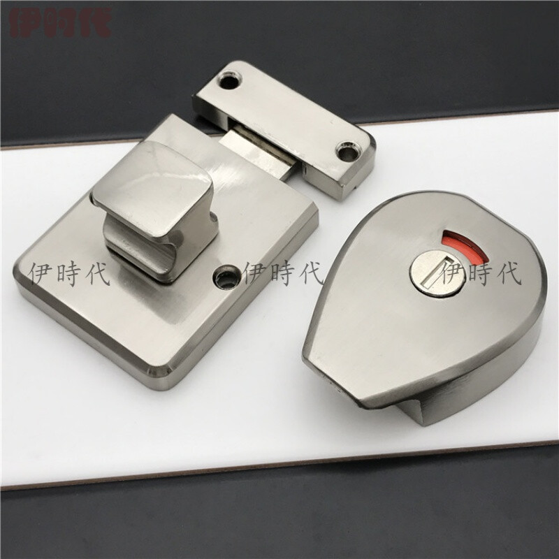 Taishilon bathroom partition door lock stainless steel indicator lock thickened 304 latch lock public toilet partition door lock plus stainless steel indicator lock