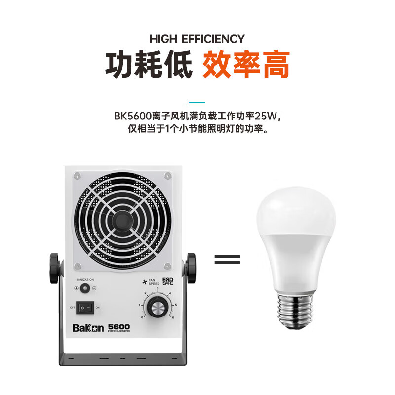Bakon white light static elimination ion fan industrial grade static eliminator AC desktop ion fan BK5600