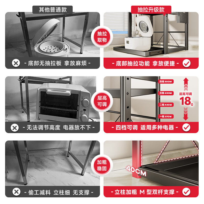 Kitchen Story kitchen pull-out microwave oven rack rice cooker oven rack air fryer stand utensil rack