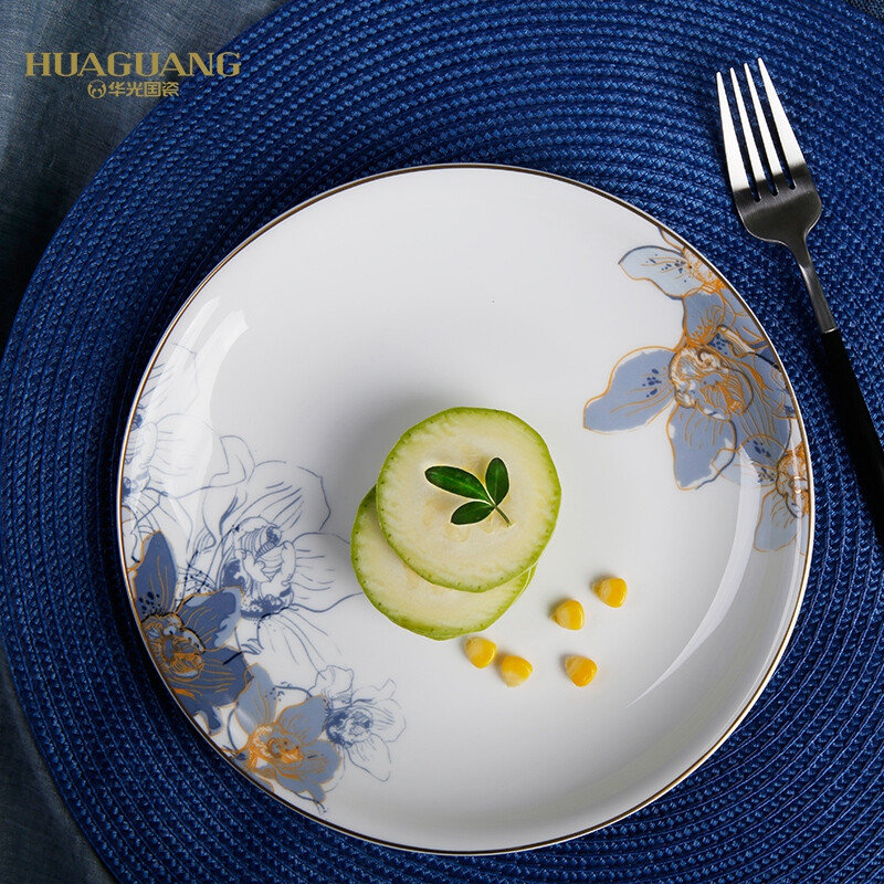 Huaguang National Porcelain Dishes Set Bone China Tableware Dishes European Household Ceramic Tableware Dream Capri Dream Capri 46 pieces