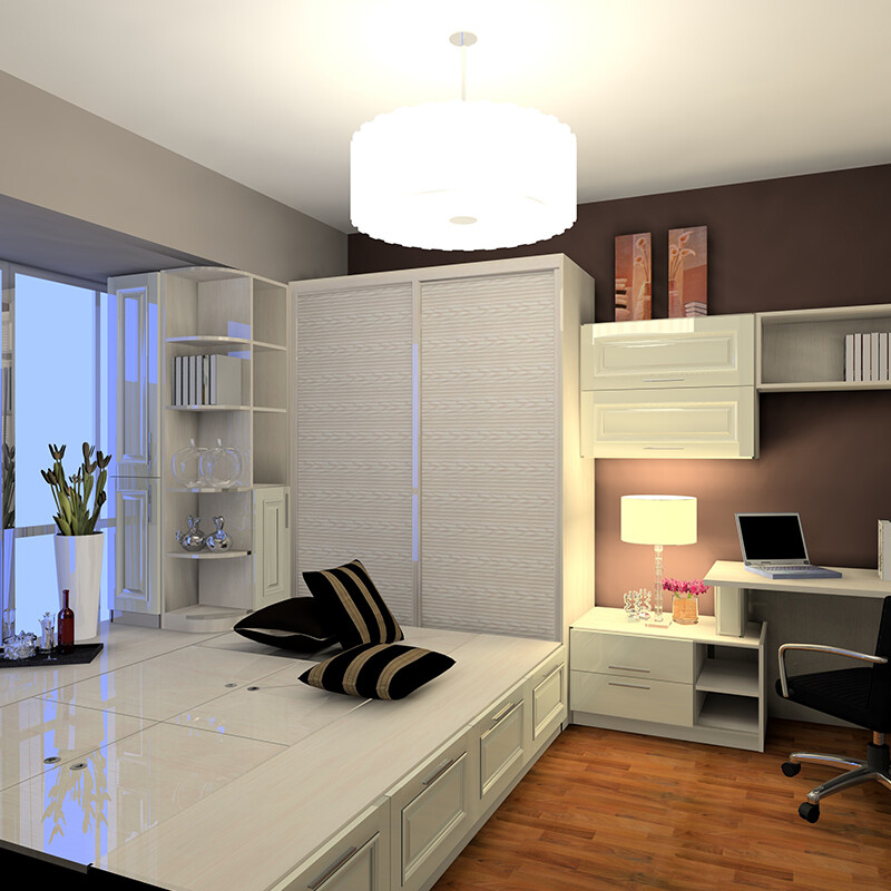 Curia tatami customization overall modern simple bedroom bed combination bay window study overall wardrobe customization Projection area/square meter 1800*2000