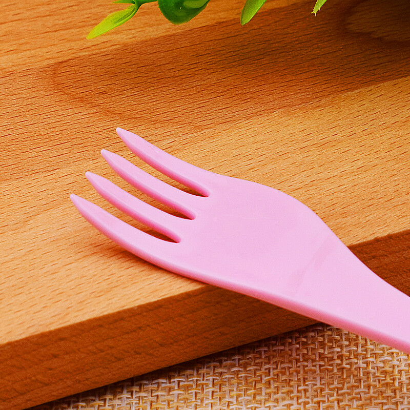 Yingrong disposable fork, fruit fork, plastic cake, snack, sushi fork, salad, creative, cute, home fashion, four-color mixed pack, 100 pieces (simple packaging)