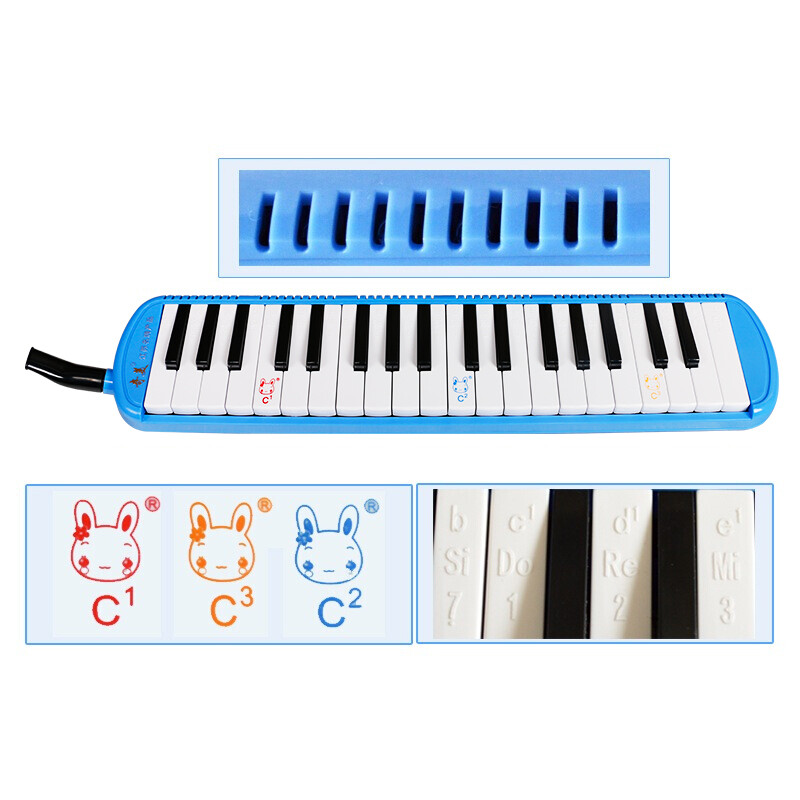 Chimei Mouth Organ 37/32 Key Children's Mouth Organ Classroom Teaching Professional Playing Mouth Organ 37 Key Anzhe-Blue (Soft Bag)