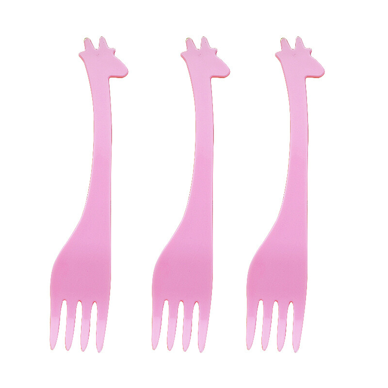 Yingrong disposable fork, fruit fork, plastic cake, snack, sushi fork, salad, creative, cute, home fashion, four-color mixed pack, 100 pieces (simple packaging)