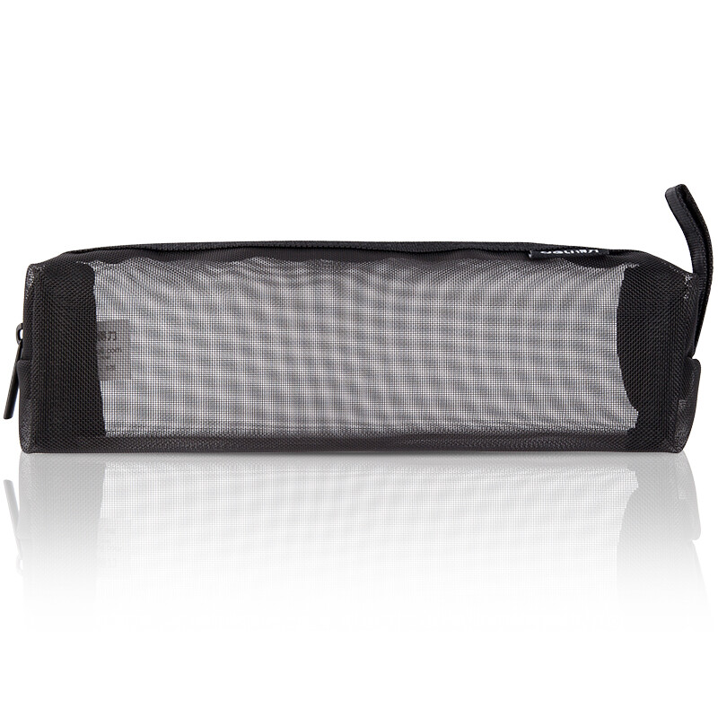 Deli transparent mesh pencil case/examination-usable nylon square pencil case/large-capacity portable pencil storage bag suitable for postgraduate entrance examinations in middle and high schools Legend black school stationery gift