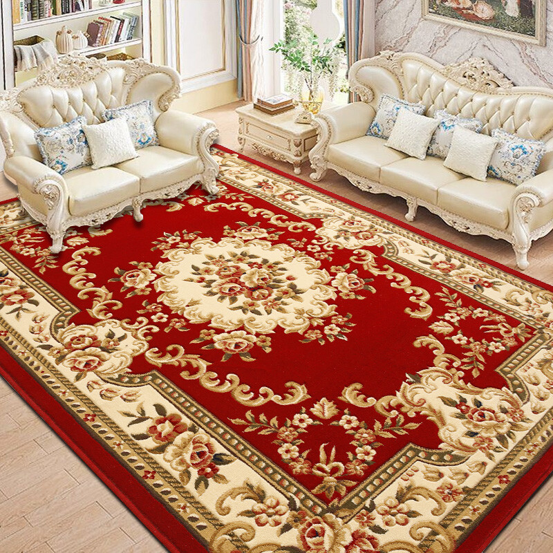 Li Yang European style carpet living room sofa coffee table carpet bedroom bedside blanket thickened high density handmade three-dimensional cut flower LY-52R wine red 1.2mx1.7m