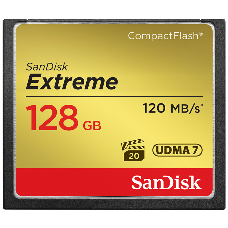 SanDisk 128GB CF (CompactFlash) memory card UDMA-7 ultra-fast memory card, reading speed 120MB/s, writing speed 85MB/s SLR camera memory card