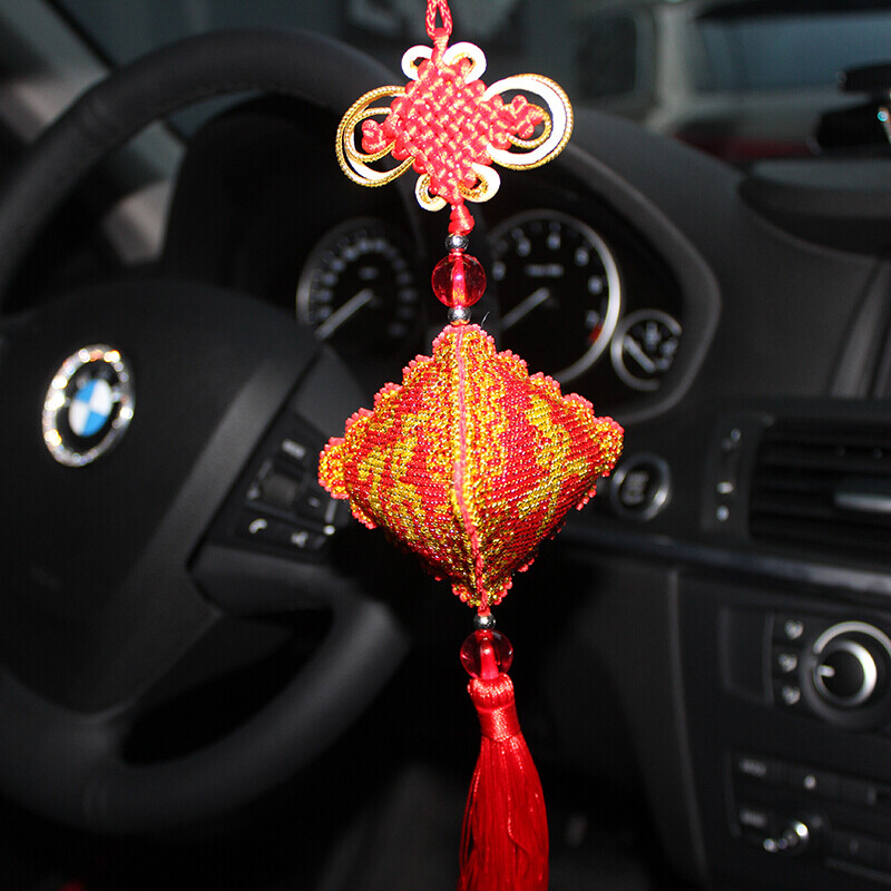 Laojieyuan 2026 new bead embroidery handmade embroidery car pendant cross stitch pendant safety charm car hanging precision printing (full bead embroidery) needs to be embroidered by yourself