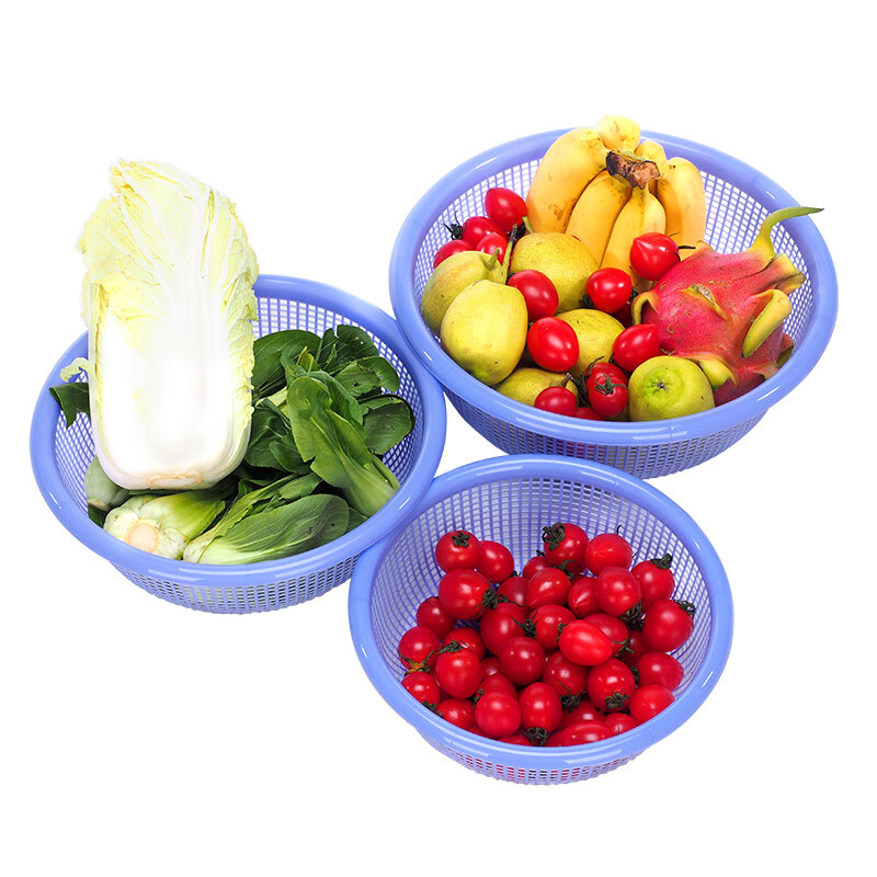 JEKO&JEKO vegetable washing basket hollow fruit and vegetable washing basin drain basket household vegetable washing basket three-piece set random color