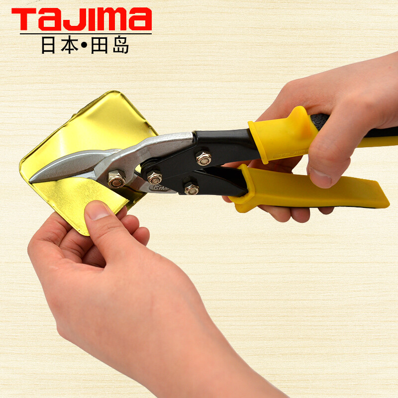 Tajima (TAJIMA) Tajima tools aviation wire scissors stainless steel cutting knife with teeth anti-slip iron sheet labor-saving scissors 10 inches 10 inches straight mouth aviation scissors