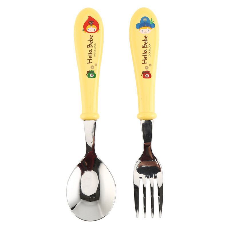 LOCK&LOCK children's fork and spoon set imported stainless steel elementary school tableware, universal for boys and girls, 2-piece fork and spoon set