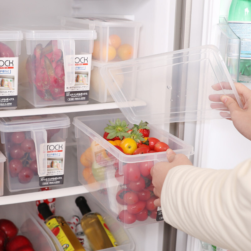 Home KATEI STORY Japan imported refrigerator storage box crisper food grade plastic storage box frozen kitchen fruit organizer box with handle * 4.7L