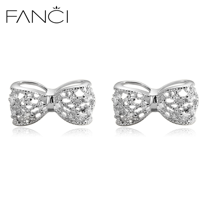 Fan Qi Jewelry 925 Silver Stud Earrings Female Imitation Diamond Bow Fan Qi Jewelry 925 Silver Stud Earrings Female Imitation Diamond Bow Fashion Heart Erfly
