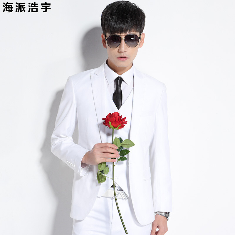 Haipai Haoyu White Suit Male Slim Business Casual Korean Haipai Haoyu White Suit Male Slim Business Casual Korean Groom Wedding Dress 170 Shirt 31 Pants