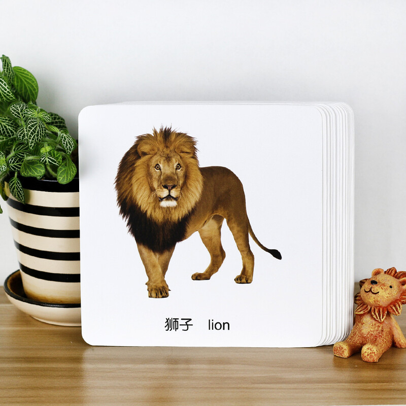 Baby cognitive card set with 4 volumes, animal card + object recognition card + car recognition card + fruit and vegetable card, early education for 0-3-year-old infants (two editions randomly issued) Chinese and English bilingual tear-off cards, parent-child interactive games, unbreakable infant and toddler early education cards, scientific enlightenment and knowledge recognition cards