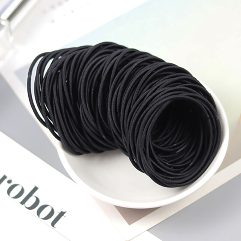 Beauty language black thin rope hair rope rubber band 100 high elastic rubber bands hair rope hair ring head rope leather case MF0615