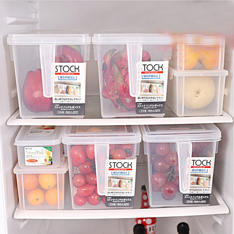 Home KATEI STORY Japan imported refrigerator storage box crisper food grade plastic storage box frozen kitchen fruit organizer box with handle * 4.7L