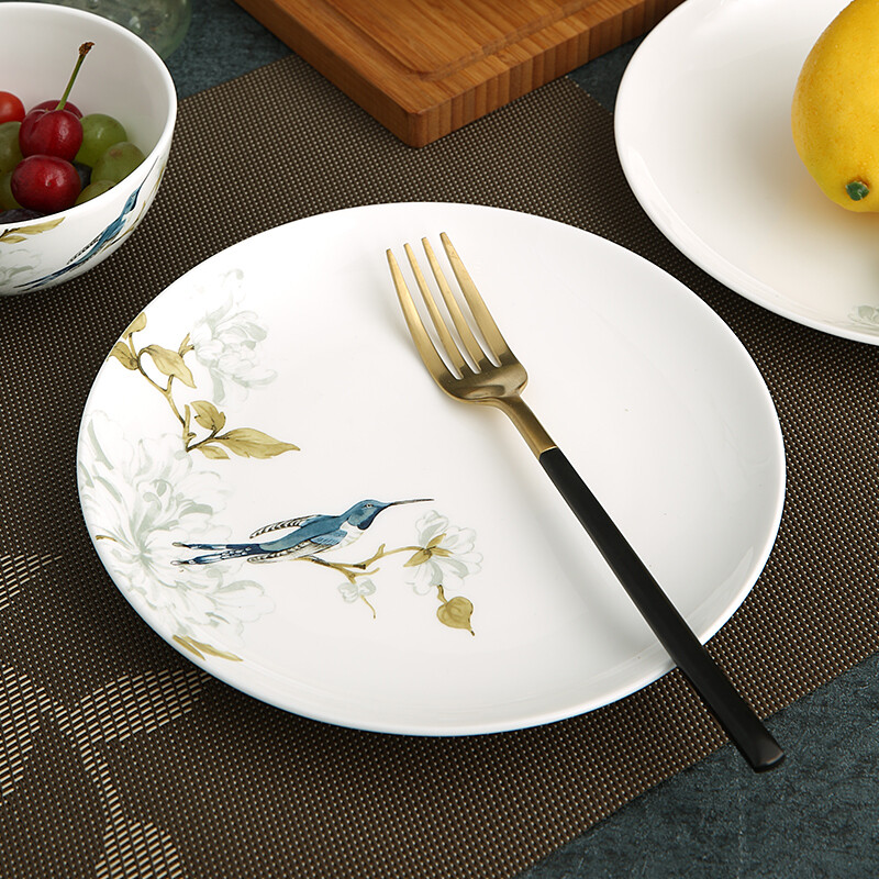 Yuquan tableware set Chinese household ceramic tableware rice bowls and plates kitchen set dishes and bowls Gaochun ceramics Green Spirit 20-piece set