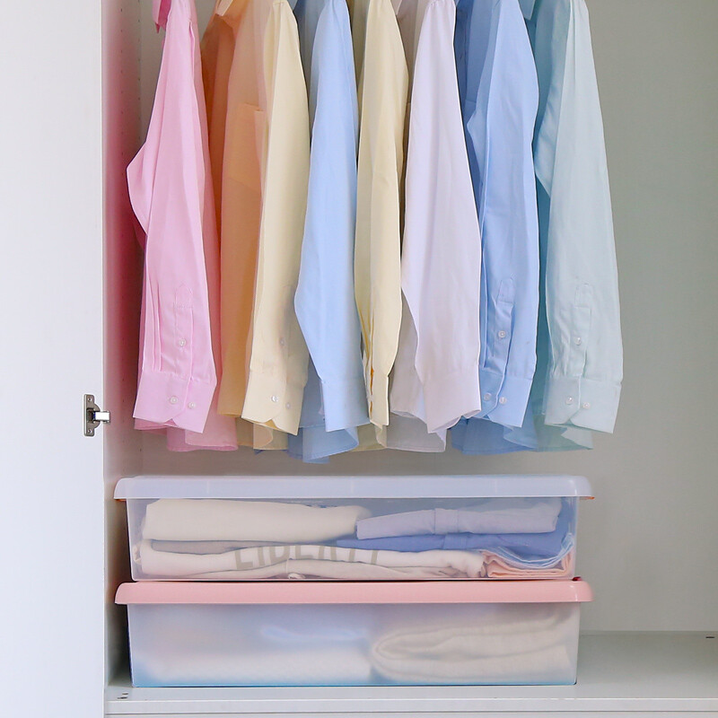 IRIS bed storage box extra large flat children's toy storage box plastic storage box quilt clothes storage box silk blue/medium UG725 length 72.5 width 45 height 16.5