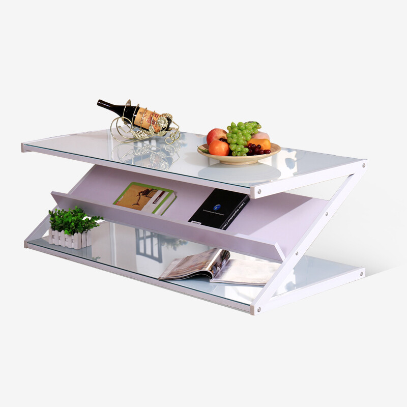 Yamei Le Coffee Table Modern Simple Z Shaped Tempered Glass Yamei Le Coffee Table Modern Simple Z Shaped Tempered Glass White Yzcjww4
