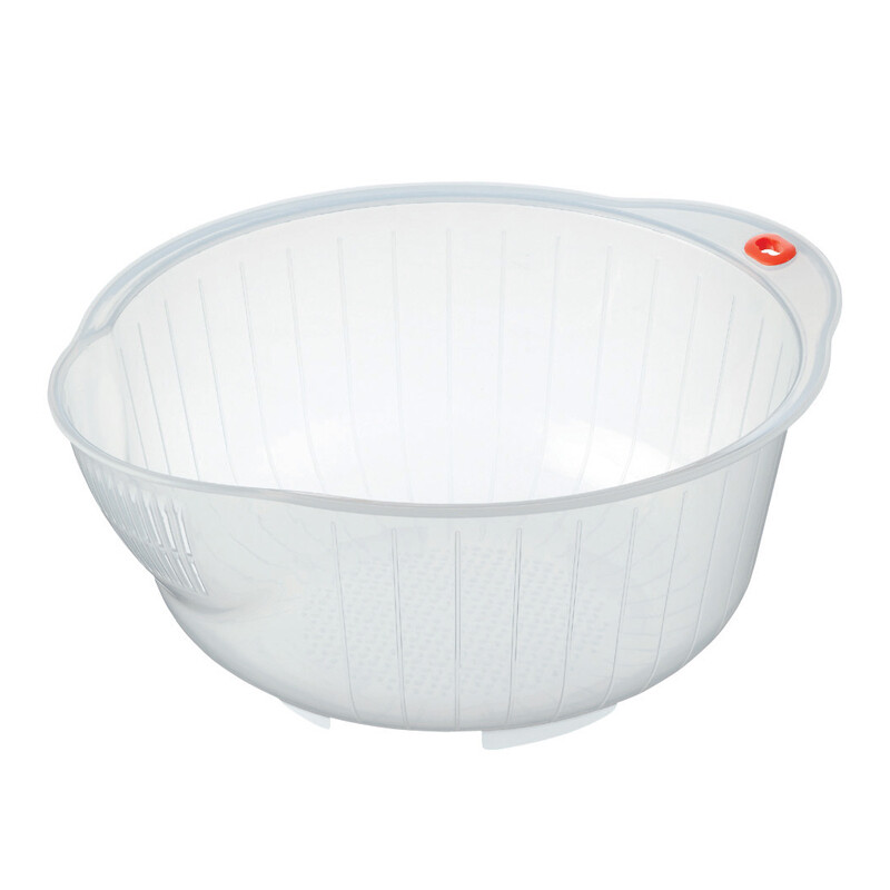 Sanada Seiko Japan imported rice basin, rice basket, transparent rice sieve, small household kitchen rice washer, drain and rice sieve, bottom + side drain, small size 24.3*21.4*10cm