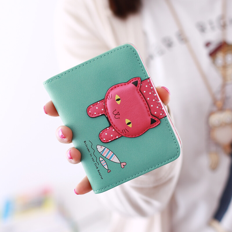 Changyin Children's Wallet Primary School Girl Short Wallet Cartoon Cat Cute Korean Princess Mini Pink