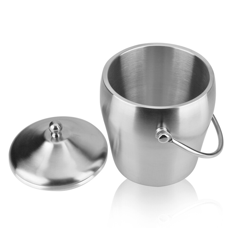 Yunchu new big-ear thickened double-layer stainless steel red wine ice bucket ice wine bucket wine bucket with lid to keep fresh 2L with handle