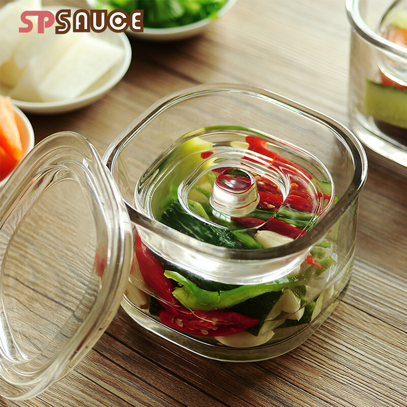 Japanese SP SAUCE pickle jar glass pickle jar pickle jar kitchen household glass shallow pickle jar thickened weight pickle jar overnight shallow pickle jar