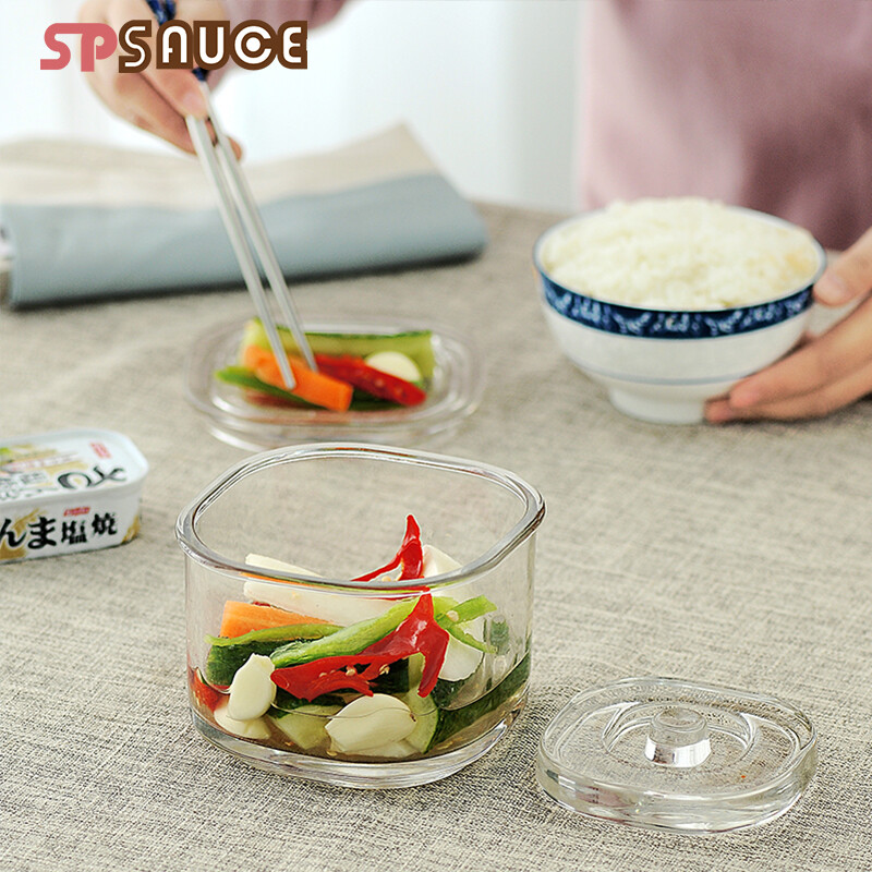 Japanese SP SAUCE pickle jar glass pickle jar pickle jar kitchen household glass shallow pickle jar thickened weight pickle jar overnight shallow pickle jar