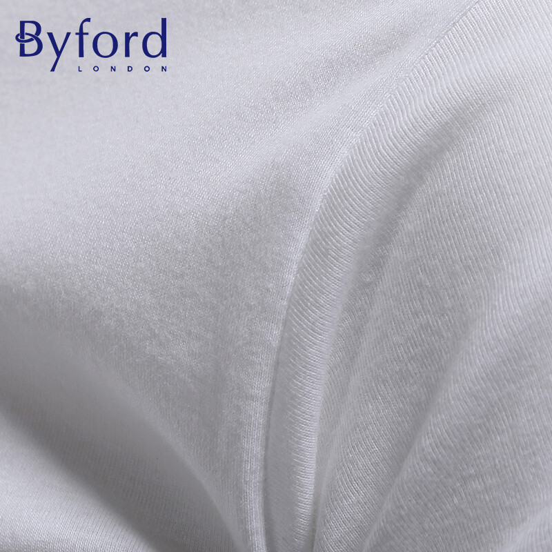 BYFORD men's round neck bottoming shirt cotton knitted underwear short-sleeved T-shirt men's commuting bottoming top casual sweatshirt MW8824 MW8824 white - round neck - plain cylinder with LOGO (recommended) M