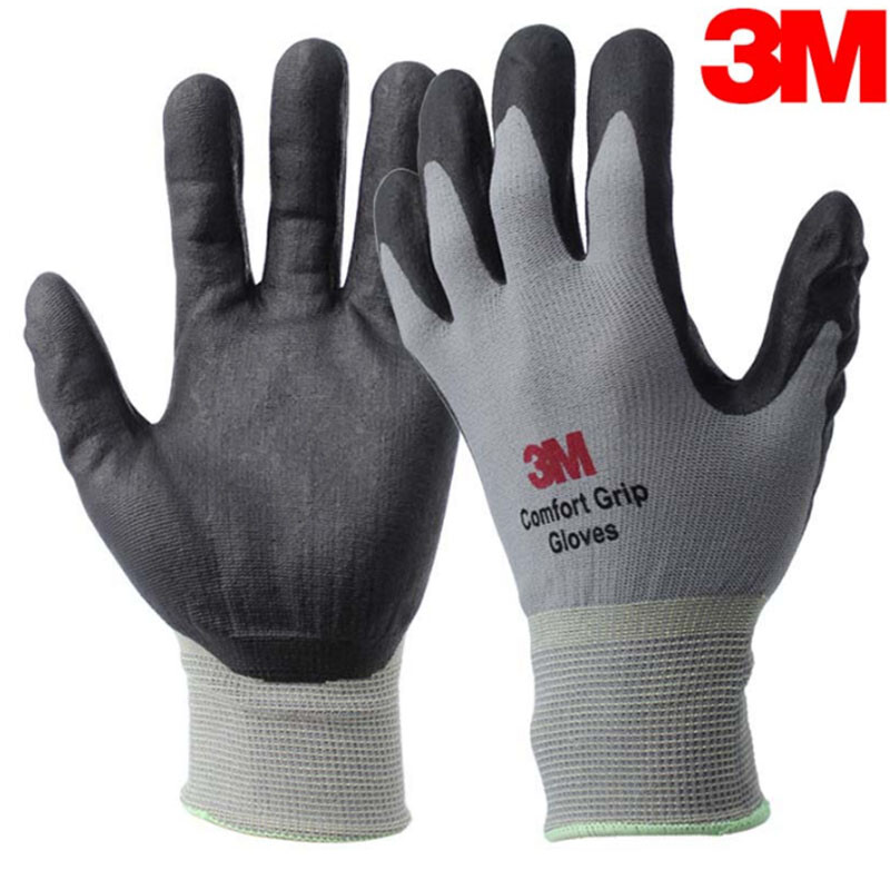 3M auto repair protective gloves, comfortable, non-slip, wear-resistant, oil-resistant, labor-proof, nitrile palm dipped gloves, highly breathable gray M