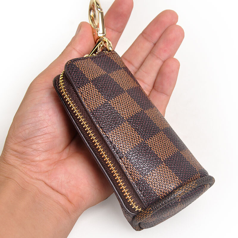 Yvongo business casual key bag, waist-mounted car key bag, trendy key clip, key chain, European and American, dark brown