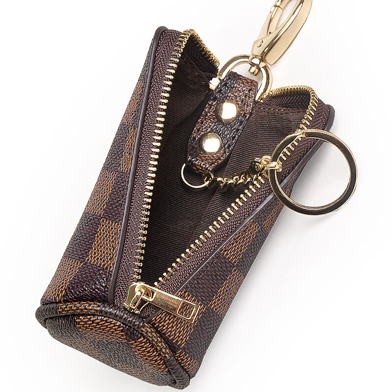 Yvongo business casual key bag, waist-mounted car key bag, trendy key clip, key chain, European and American, dark brown