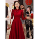 Lisaft 2025 Spring Autumn and Winter New Women's Dress Temperament Chinese Cheongsam Red Toast Dress Long Sleeve Dress S 85-98Jin Jin is equal to 0.5 kg