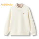Balabala children's clothing boys' sweatshirts children's autumn and winter tops plus velvet girls high collar warm, comfortable and versatile fashionable milk white 10501 140