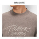 Brloote sweater men's letter warm casual cardigan bottoming round neck long-sleeved sweater men's camel 175/96A