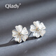 Qlady sweet flower earrings, feminine and high-end silver needle earrings 2024 young luxury niche earrings birthday gift