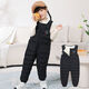 Warm winter duck children's down cotton overalls infants and toddlers thickened cotton pants for boys and girls to wear open one-piece plus down crotch gray 110 4-5 years old