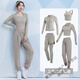 Yoga clothing suit for women in spring and autumn running sports long-sleeved new style Pilates temperament fitness clothing khaki two-piece set TC54003 S S