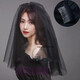 Mays Will retro Halloween black veil mesh organza goth dark party cos writing photo birthday gift lover black double layer nude gauze 40-50 hairpin style