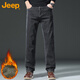 Jeep (JEEP) jeans men's autumn and winter straight loose casual pants men's business retro men's pants black gray plus velvet 33